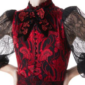 Alice + Olivia Coletta Maxi Dress Black&Red Victorian Gothic Style